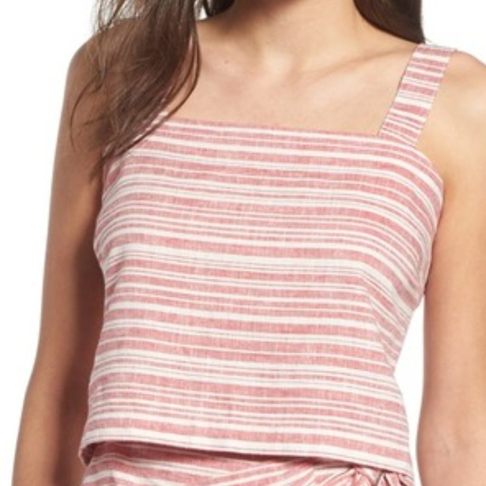BP. Red and White Stripe Linen Blend Tank Top
